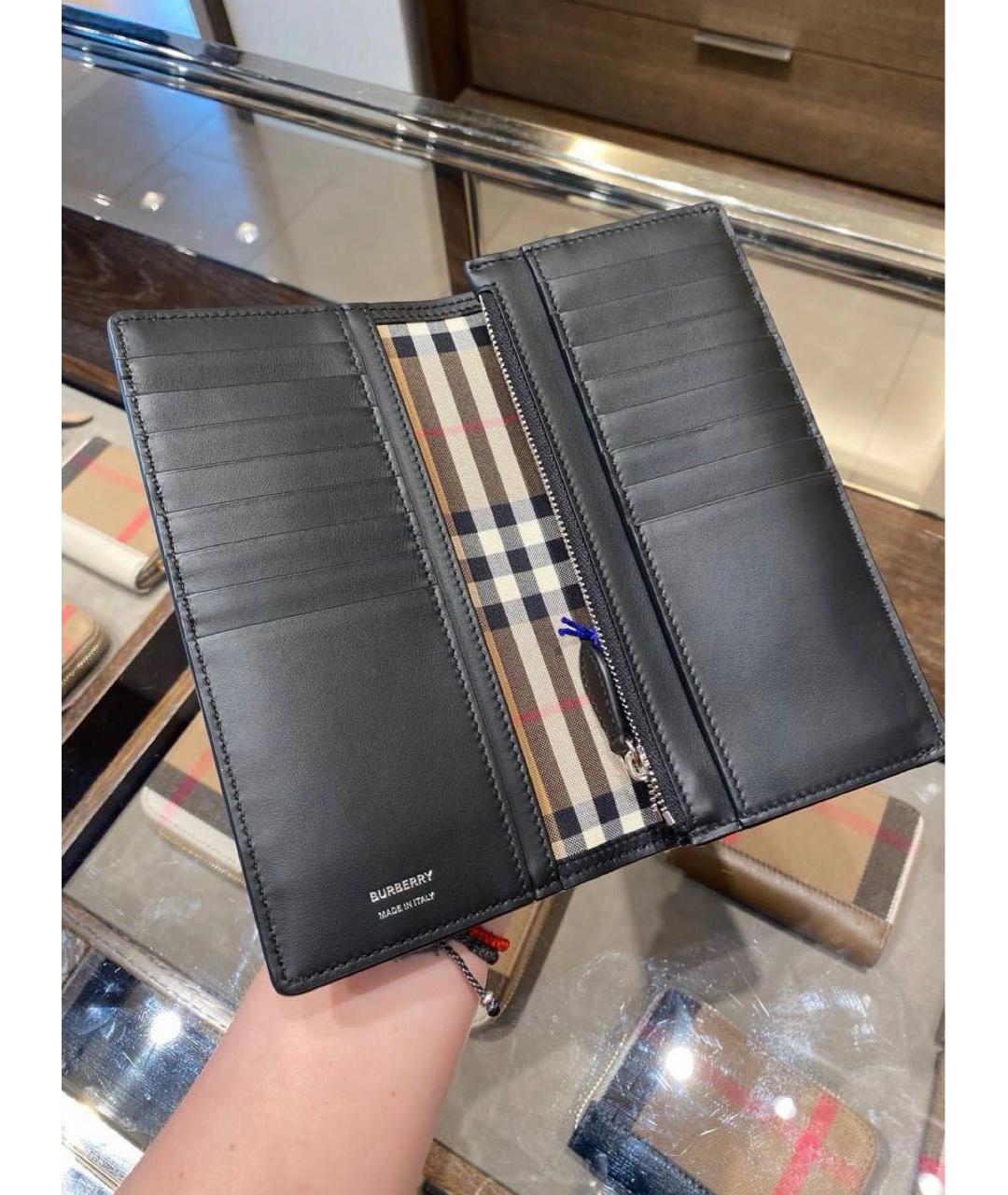 BURBERRY Черный кожаный кошелек, фото 5