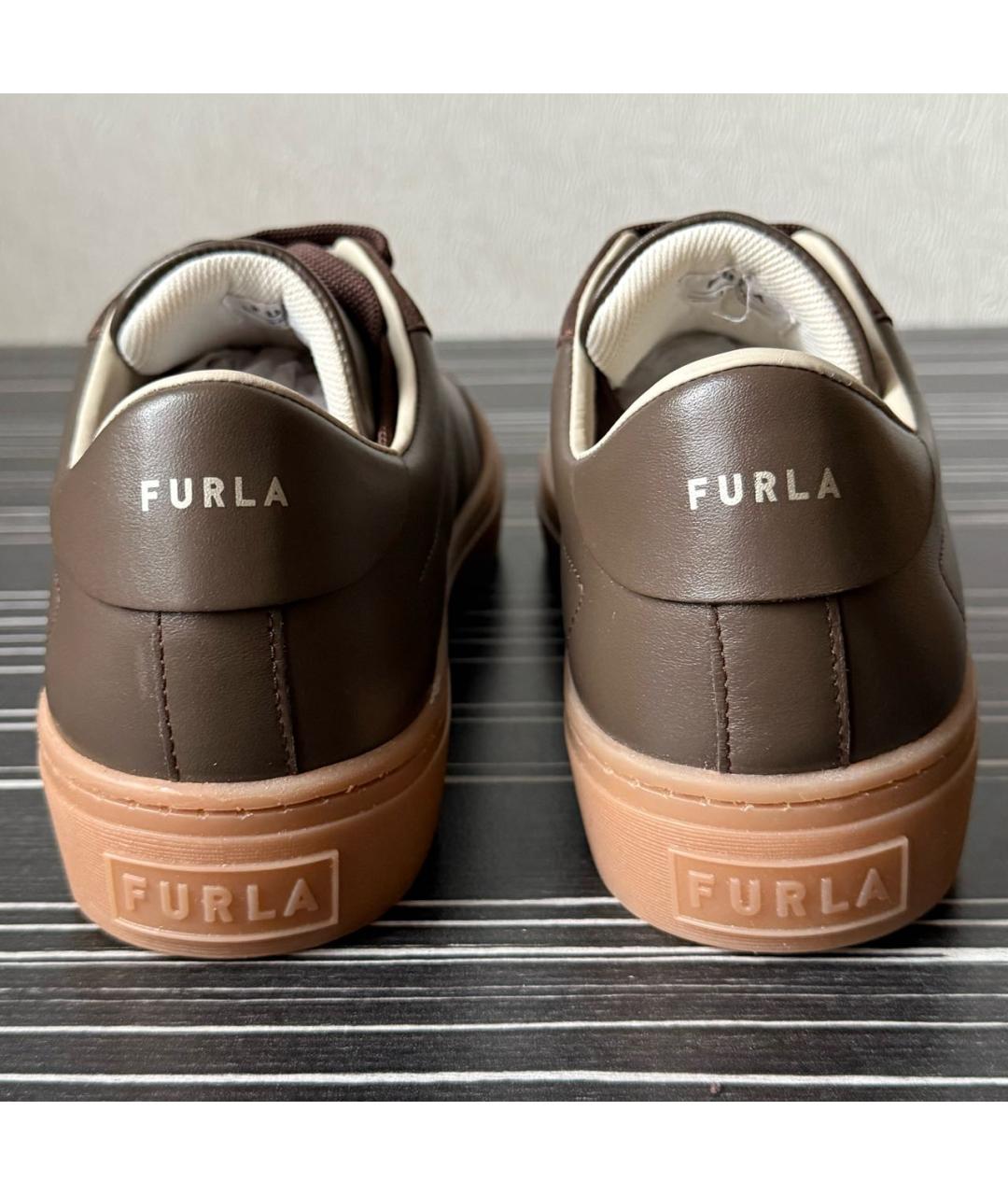 FURLA Коричневые кожаные кеды, фото 5
