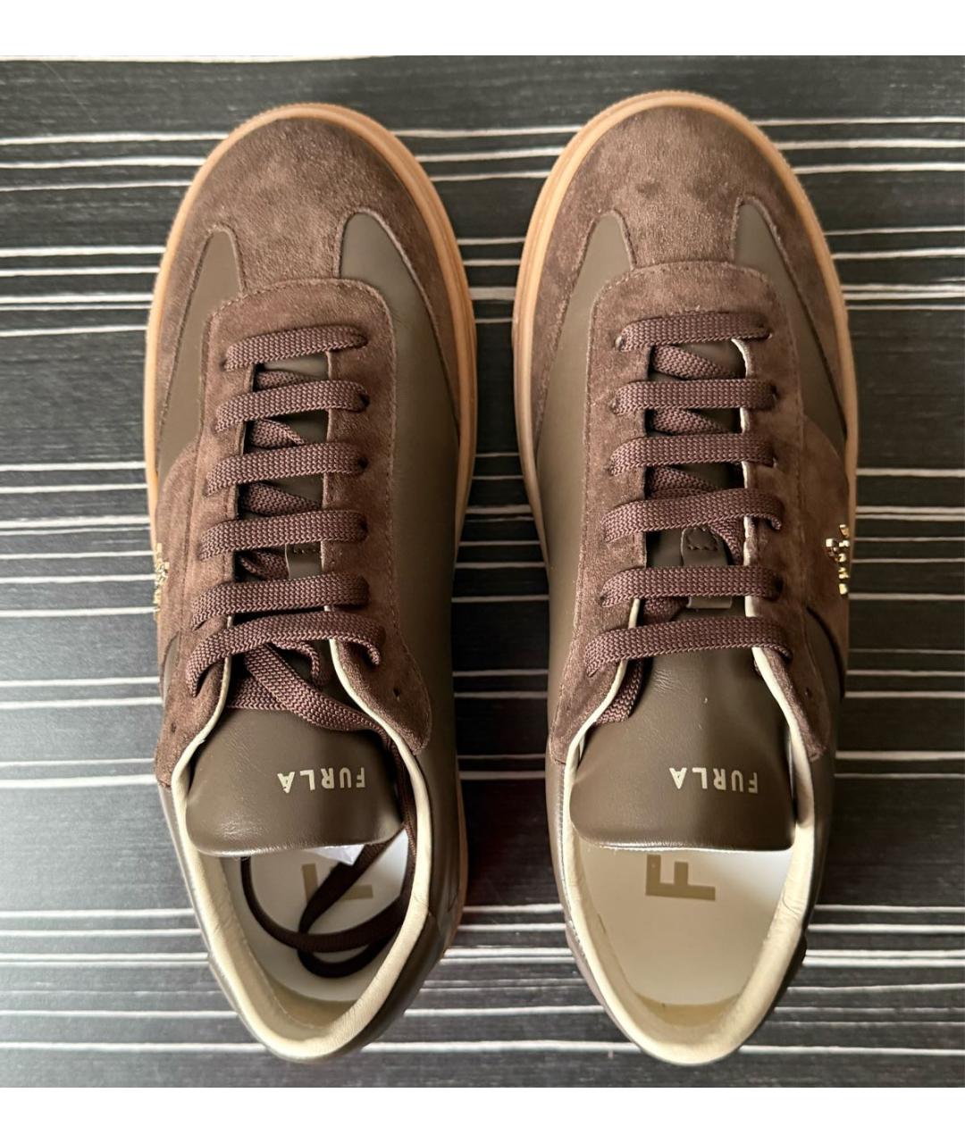 FURLA Коричневые кожаные кеды, фото 4