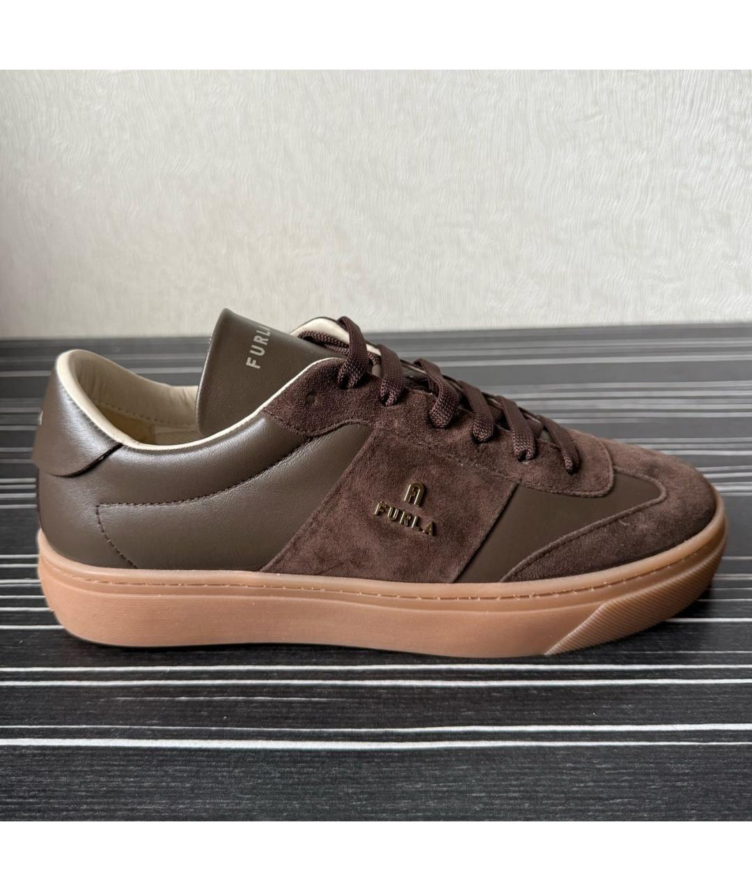 FURLA Коричневые кожаные кеды, фото 8