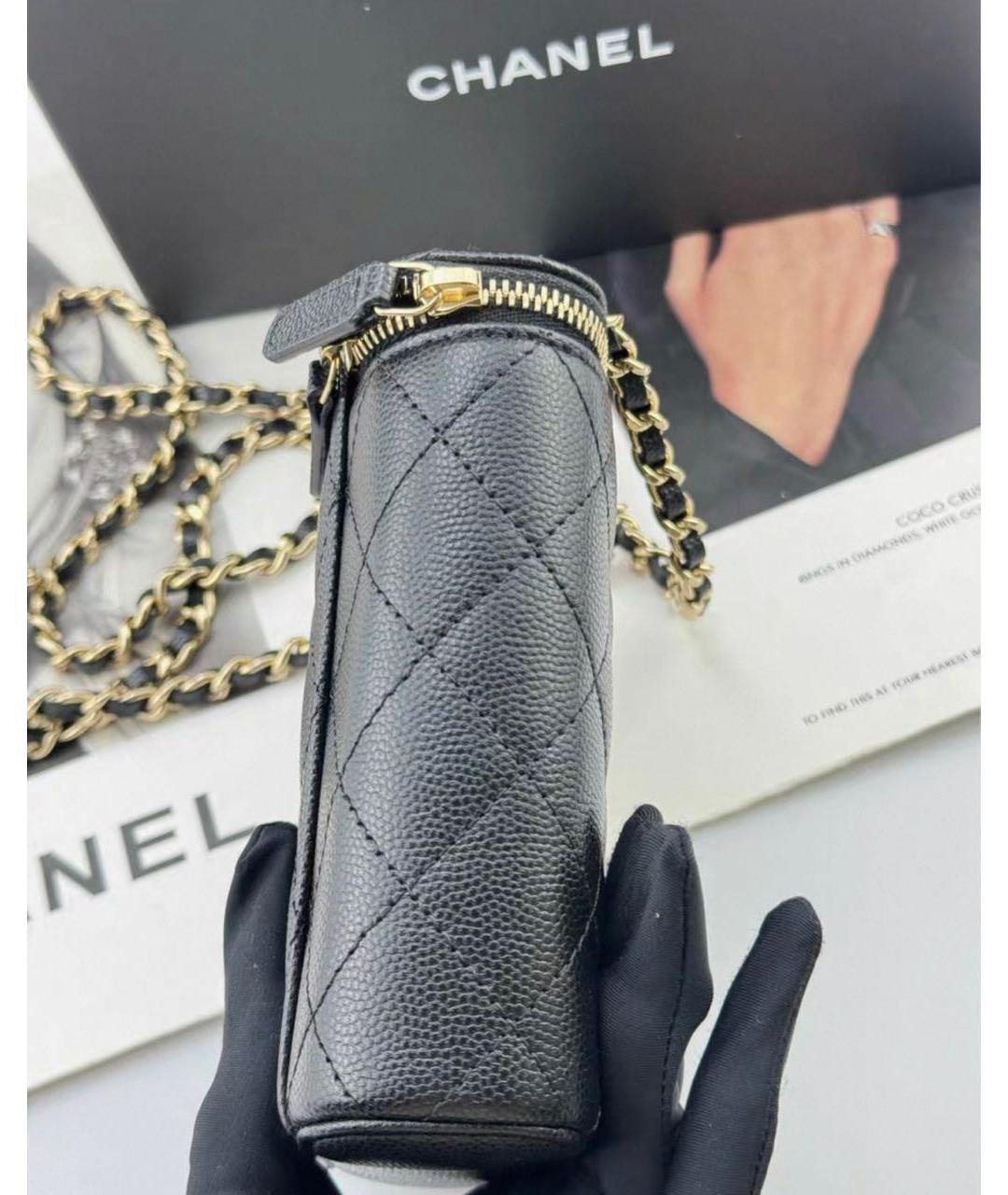 CHANEL Черная кожаная сумка через плечо, фото 4