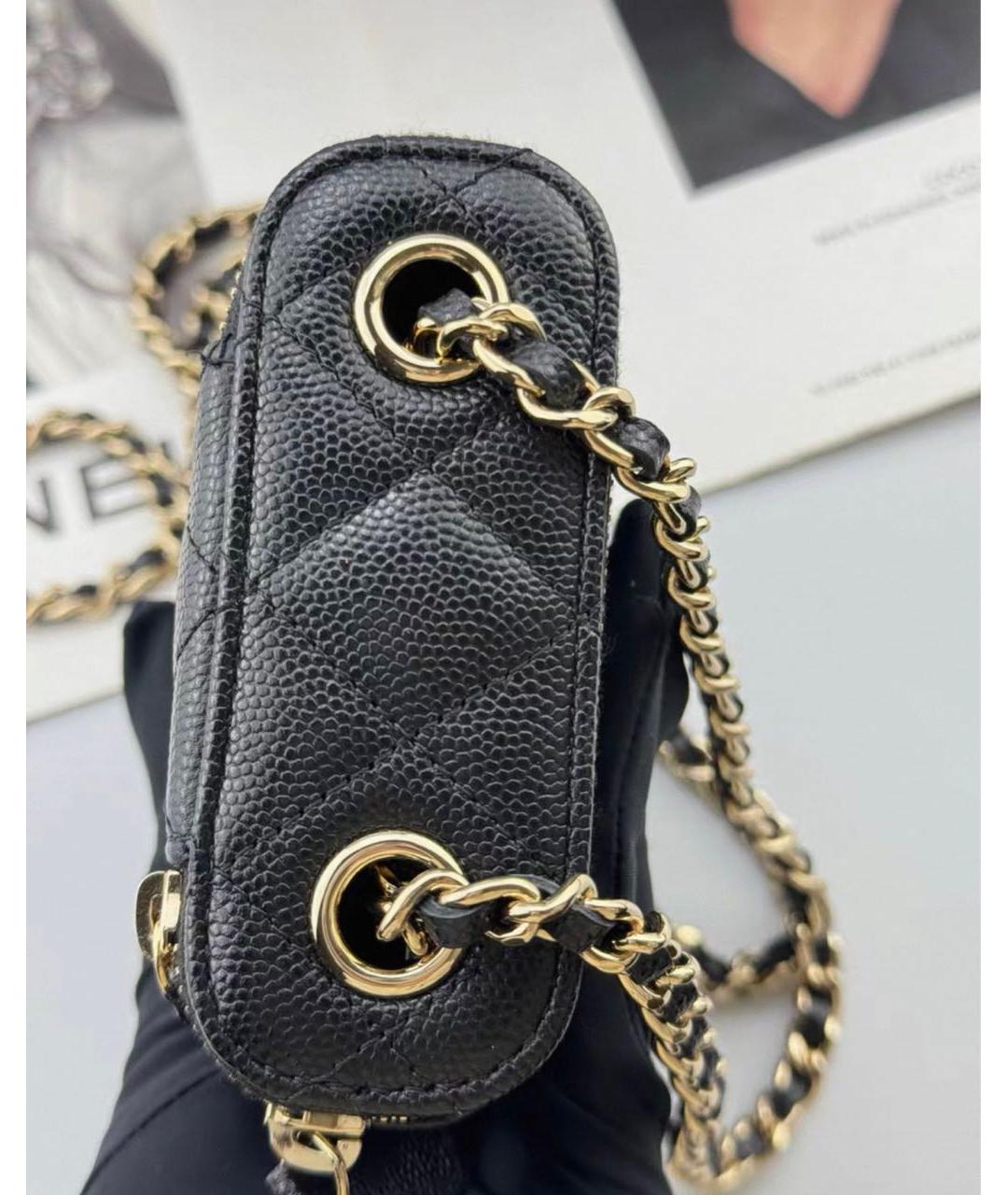 CHANEL Черная кожаная сумка через плечо, фото 6