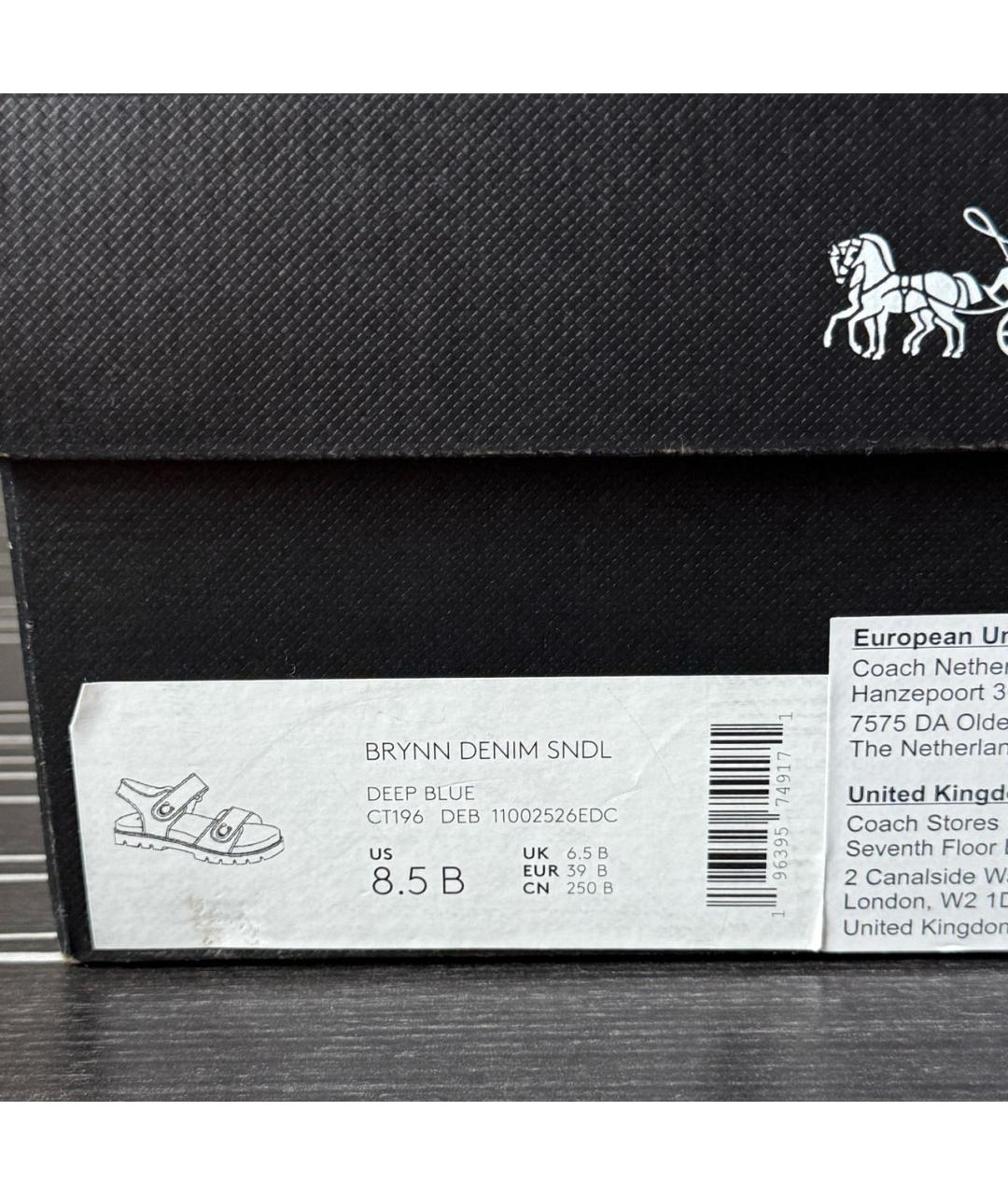 COACH Синие текстильные босоножки, фото 7