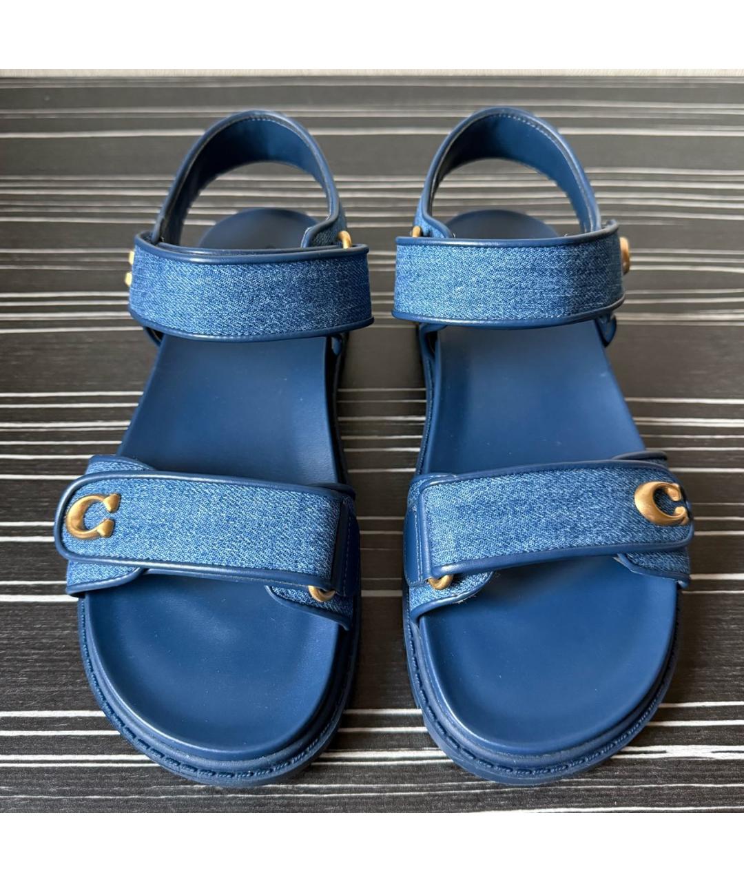 COACH Синие текстильные босоножки, фото 3