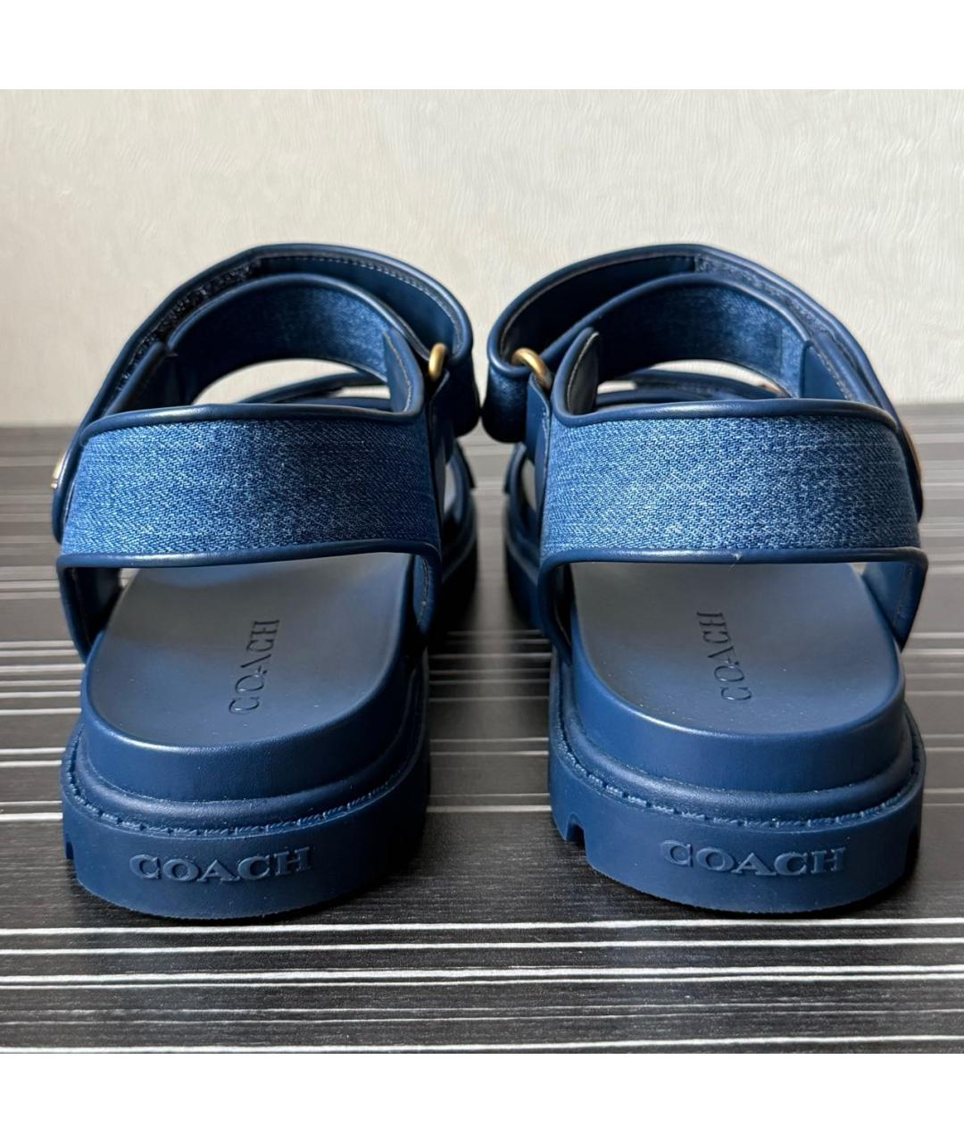 COACH Синие текстильные босоножки, фото 5