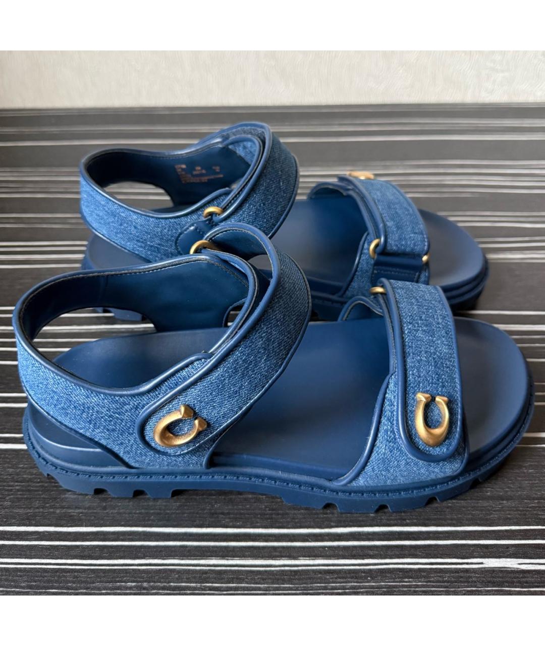 COACH Синие текстильные босоножки, фото 2