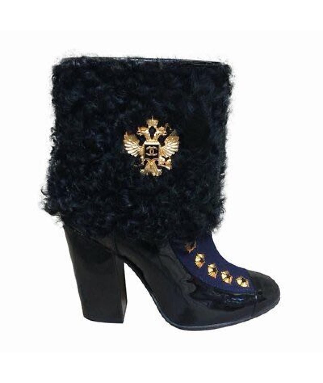 CHANEL Синие полусапоги из лакированной кожи, фото 6