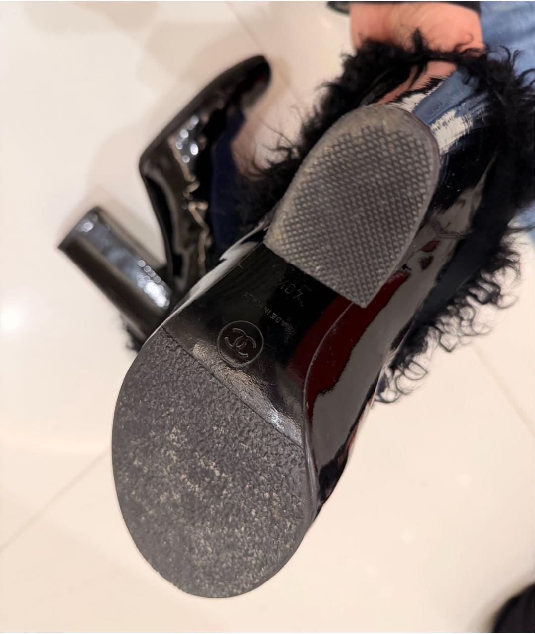 CHANEL Синие полусапоги из лакированной кожи, фото 4