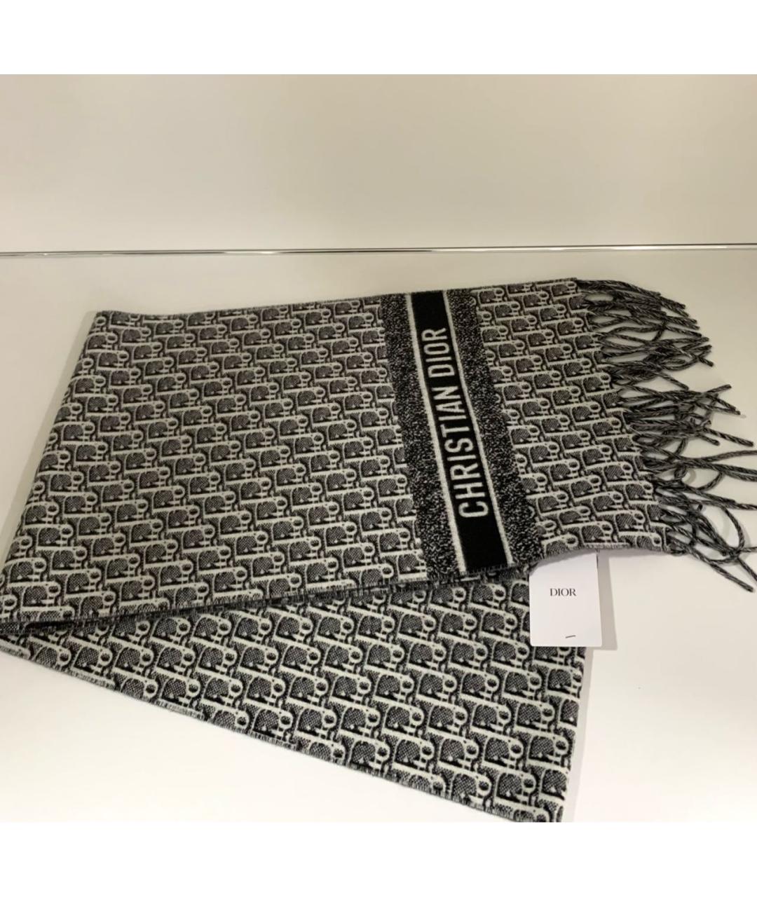 CHRISTIAN DIOR Серый кашемировый шарф, фото 2