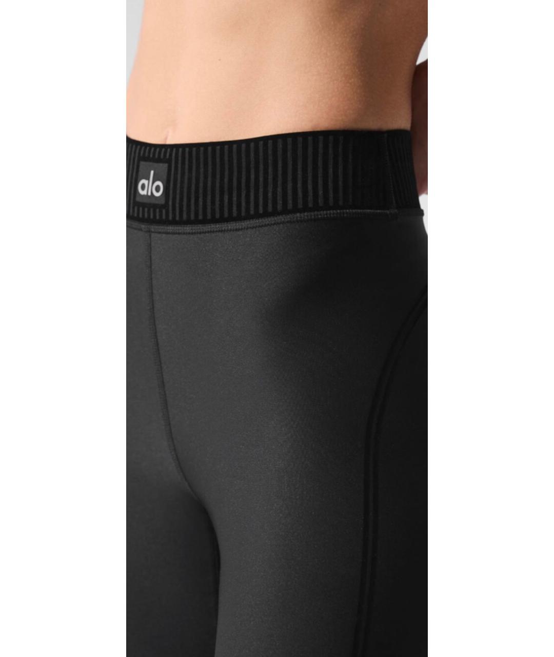 ALO YOGA Черные полиэстеровые леггинсы и велосипедки, фото 4
