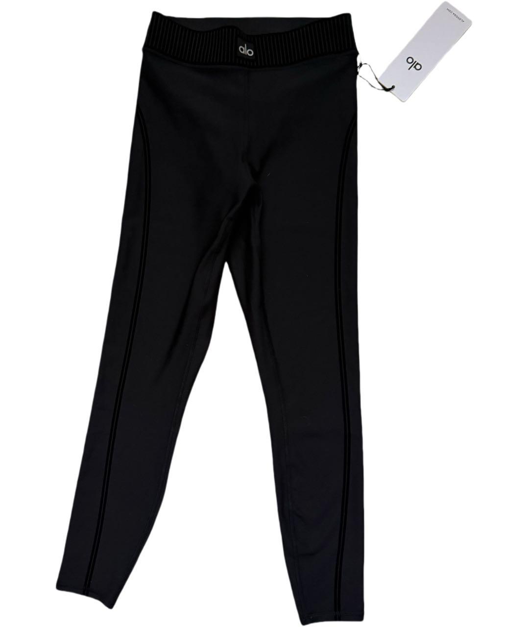 ALO YOGA Черные полиэстеровые леггинсы и велосипедки, фото 1