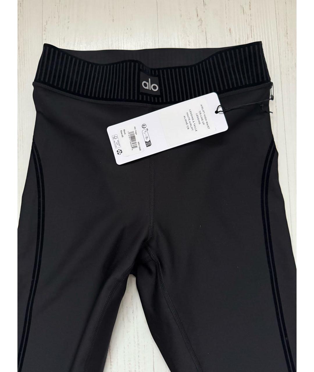 ALO YOGA Черные полиэстеровые леггинсы и велосипедки, фото 6