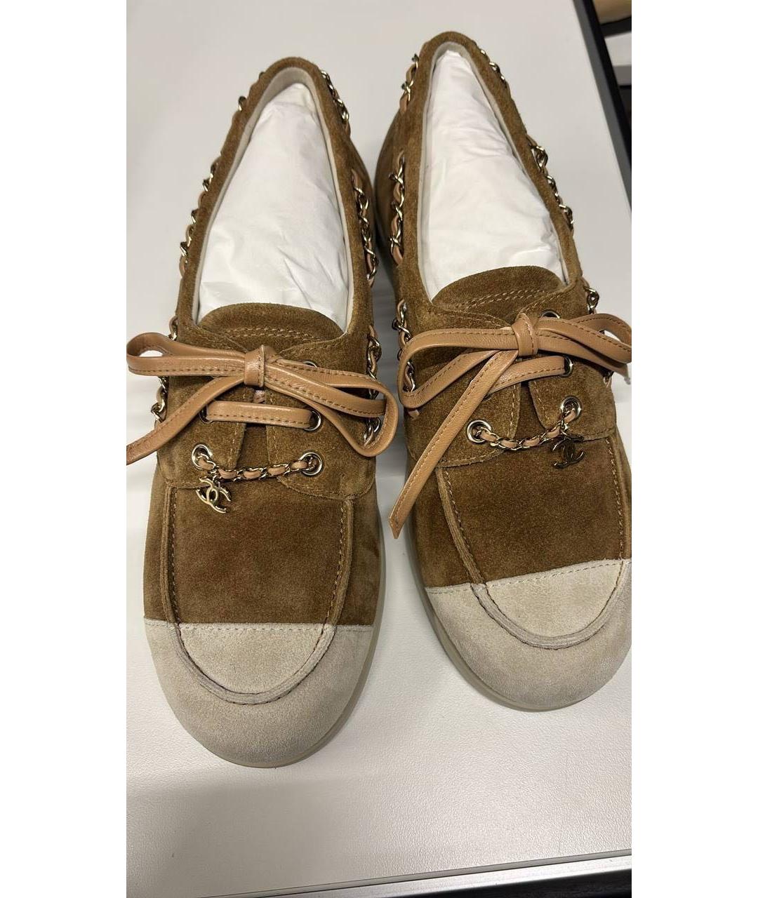 CHANEL Бежевые замшевые лоферы, фото 3