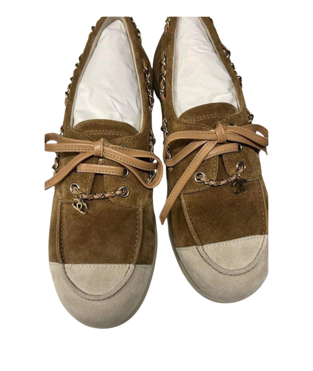 CHANEL Бежевые замшевые лоферы, фото 1