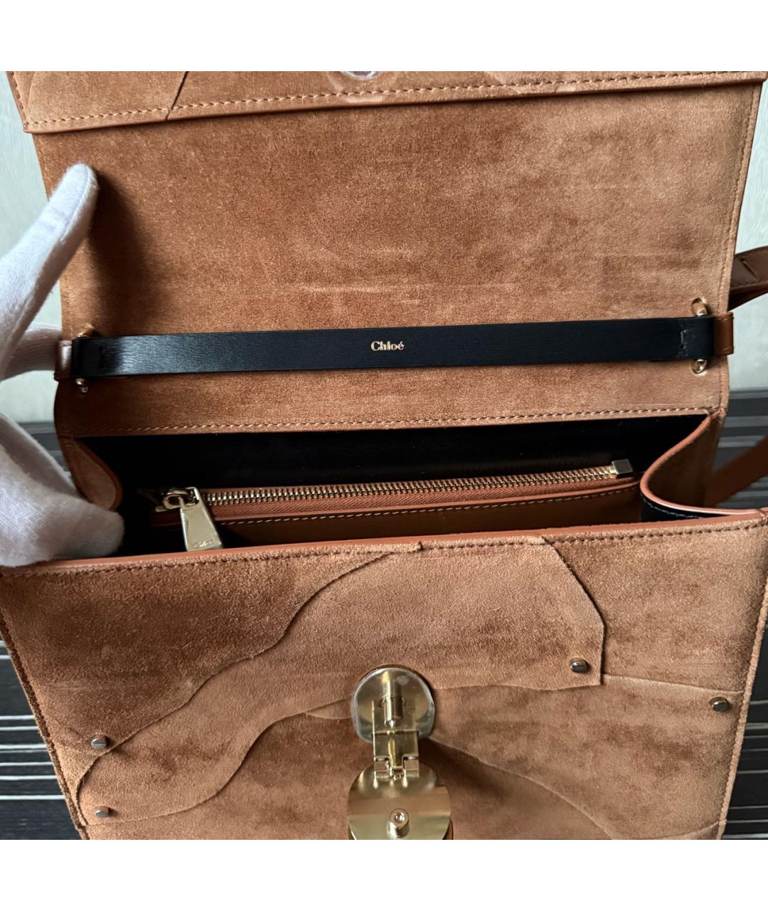 CHLOE Коричневая замшевая сумка через плечо, фото 6
