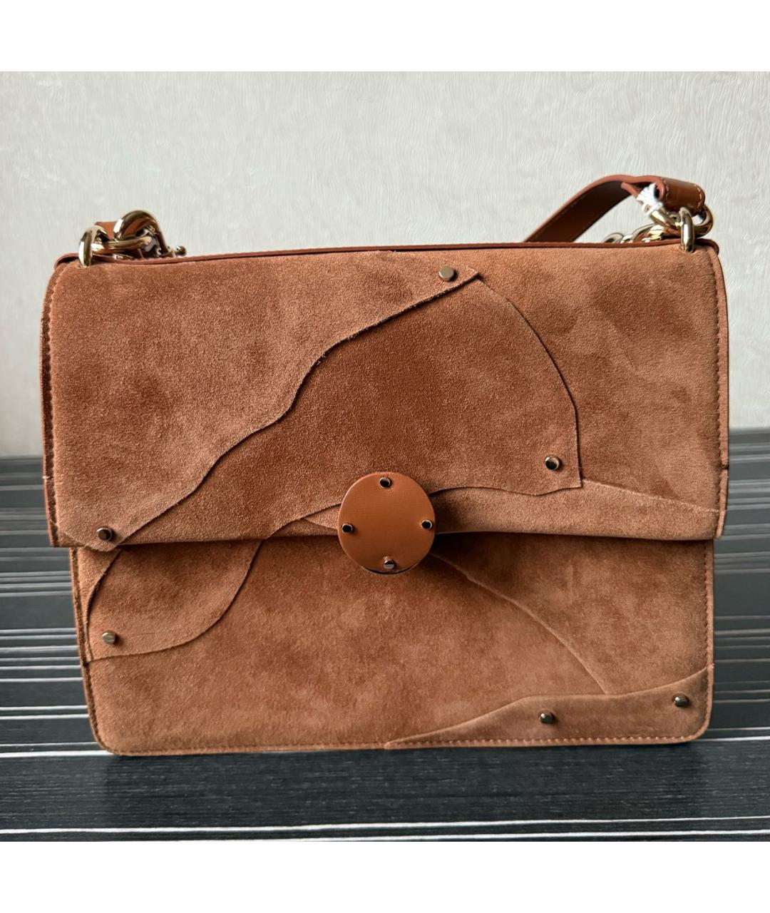 CHLOE Коричневая замшевая сумка через плечо, фото 9