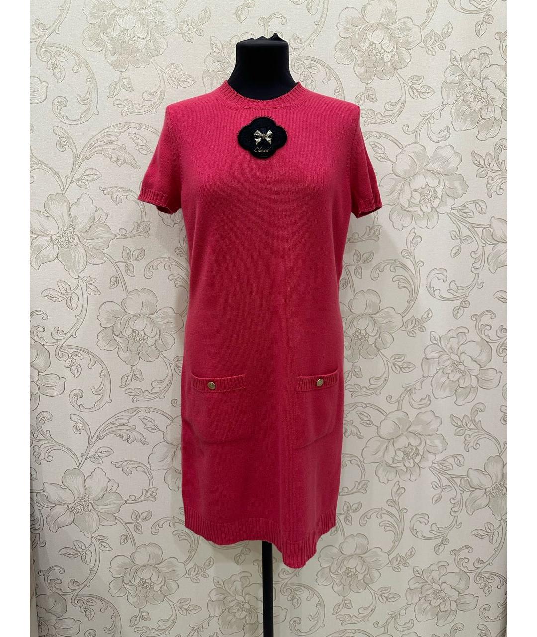 CHANEL Розовое кашемировое повседневное платье, фото 9
