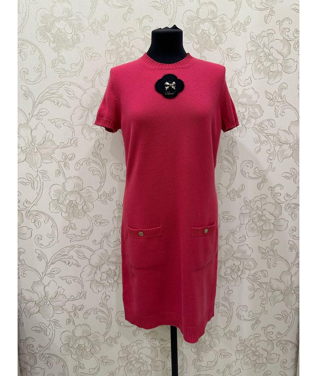 CHANEL Розовое кашемировое повседневное платье, фото 2