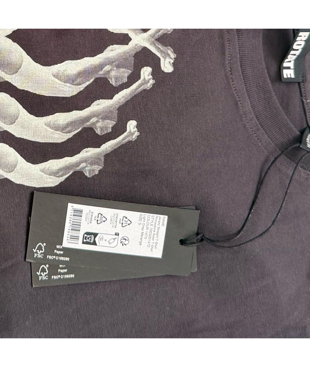 ROTATE Серая хлопковая футболка, фото 4