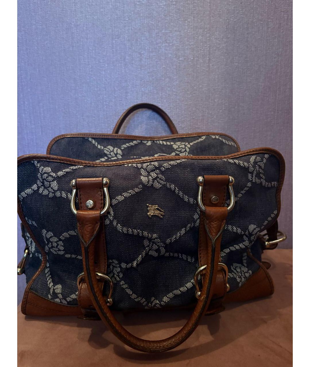 BURBERRY Синяя сумка тоут, фото 5