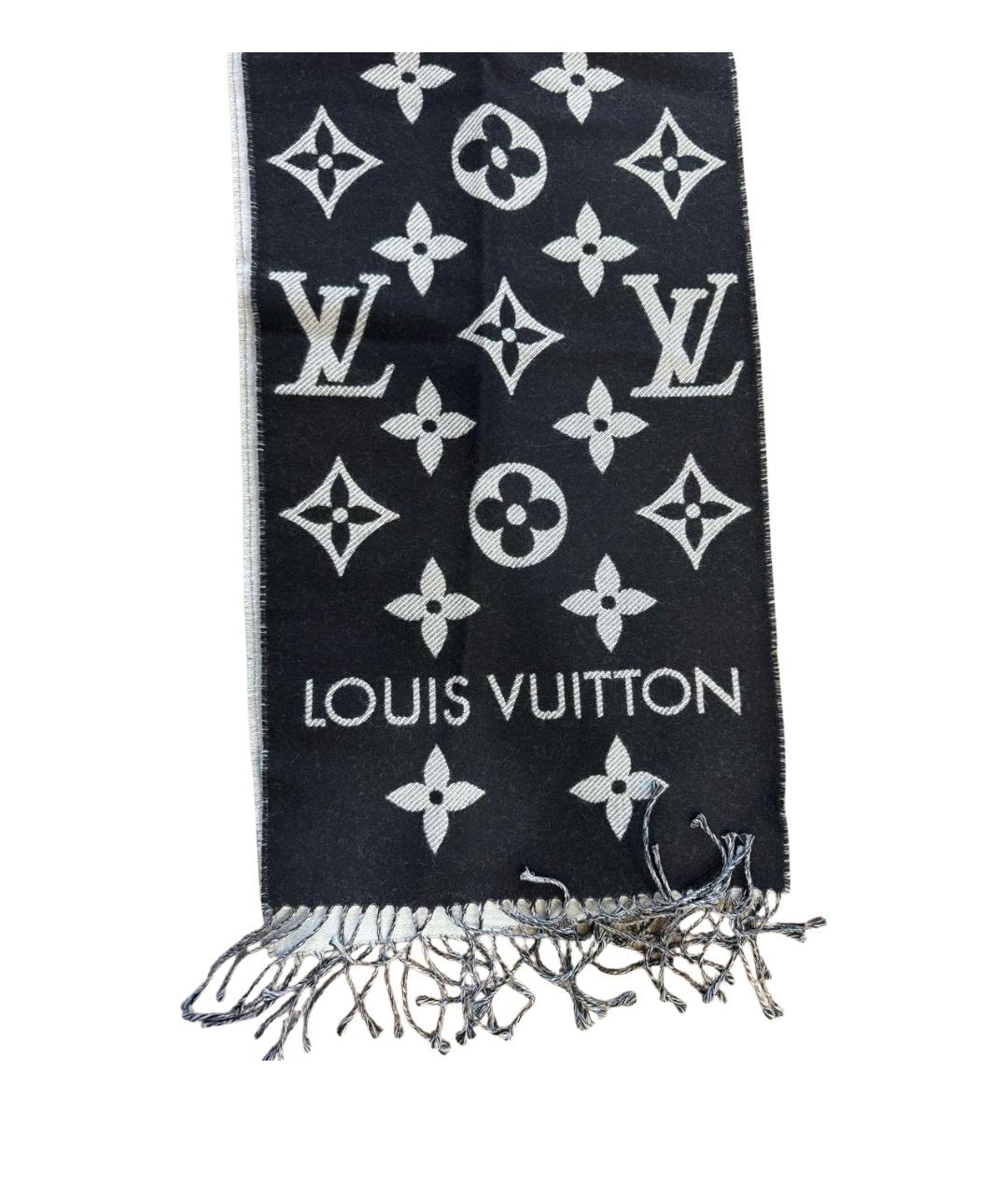 LOUIS VUITTON Черный шерстяной шарф, фото 1