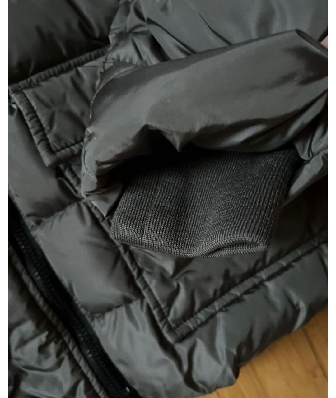 MONCLER Серый полиэстеровый пуховик, фото 4