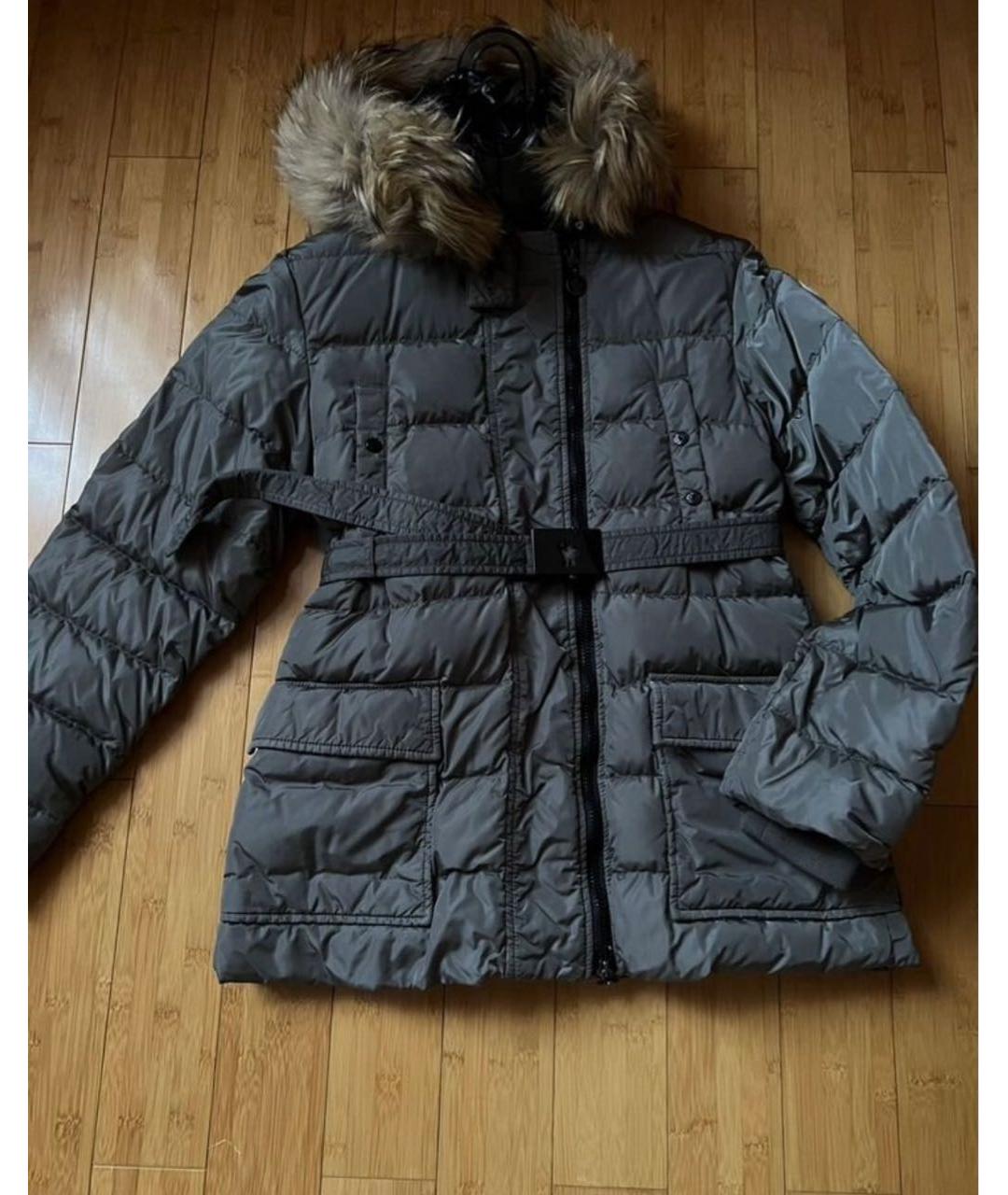 MONCLER Серый полиэстеровый пуховик, фото 8