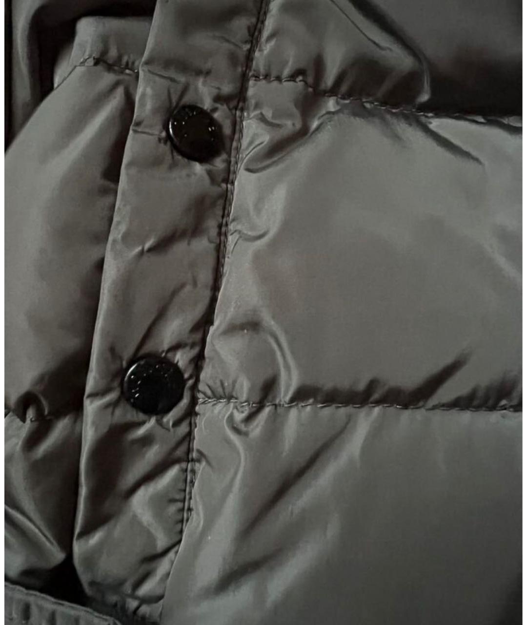 MONCLER Серый полиэстеровый пуховик, фото 6