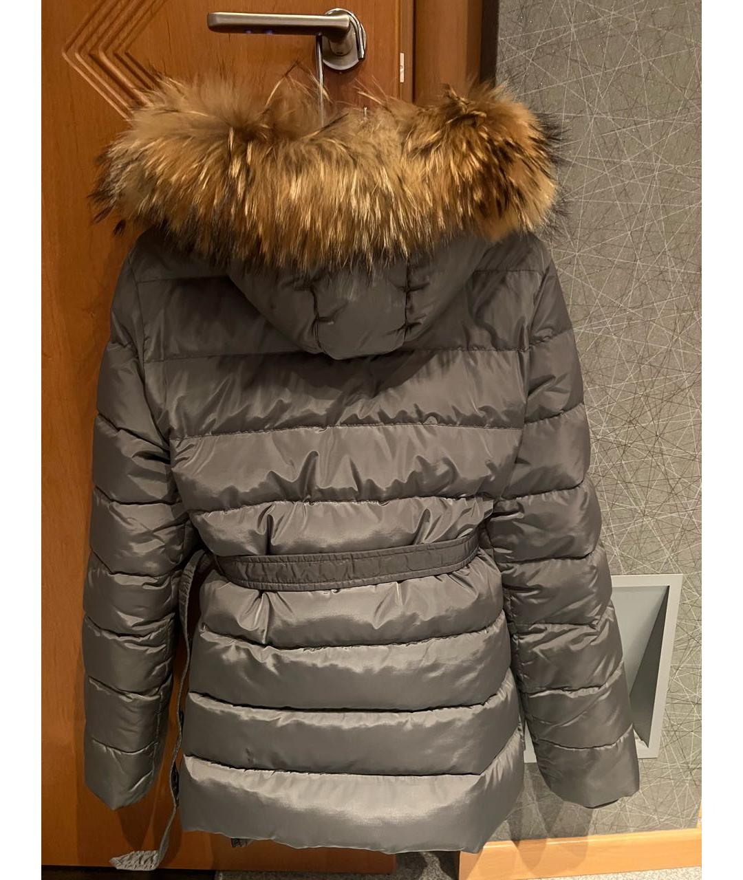 MONCLER Серый полиэстеровый пуховик, фото 2