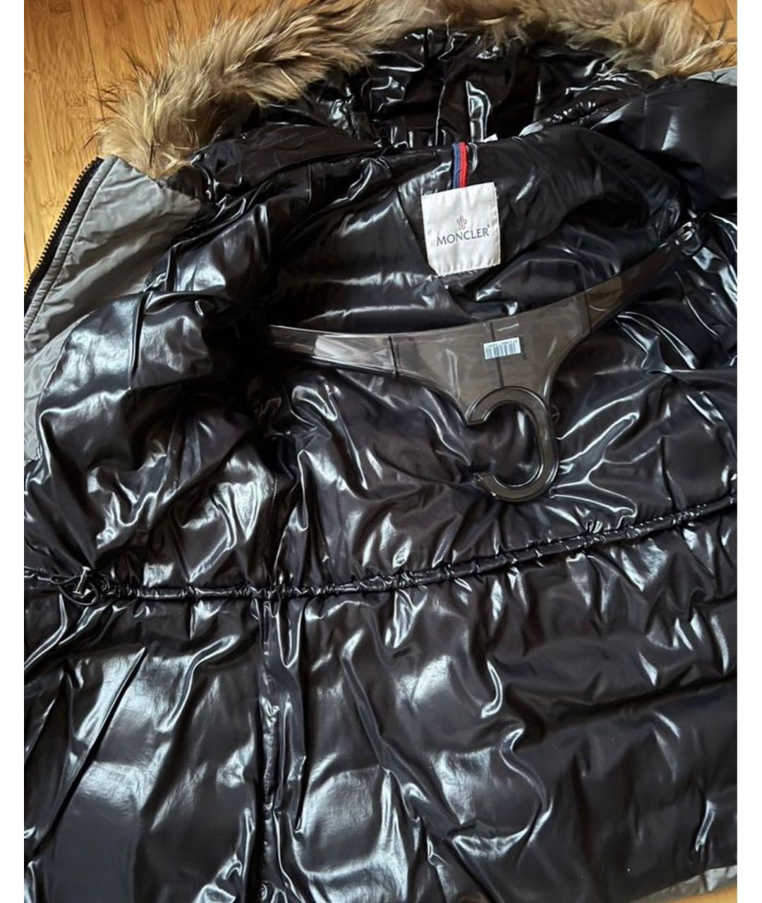 MONCLER Серый полиэстеровый пуховик, фото 7