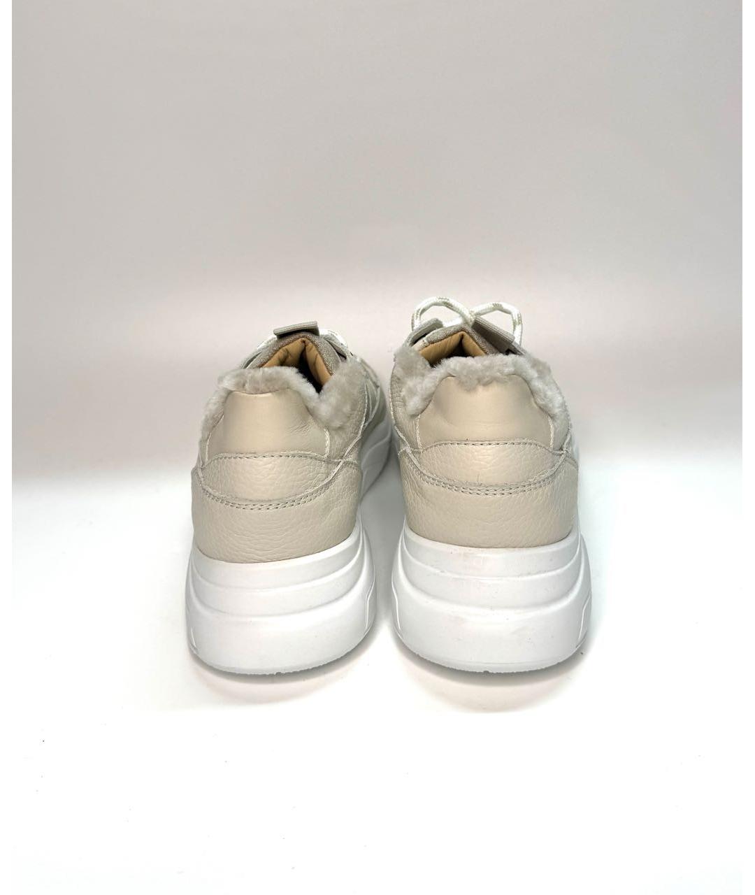 DOUCAL'S Бежевые кожаные кроссовки, фото 4