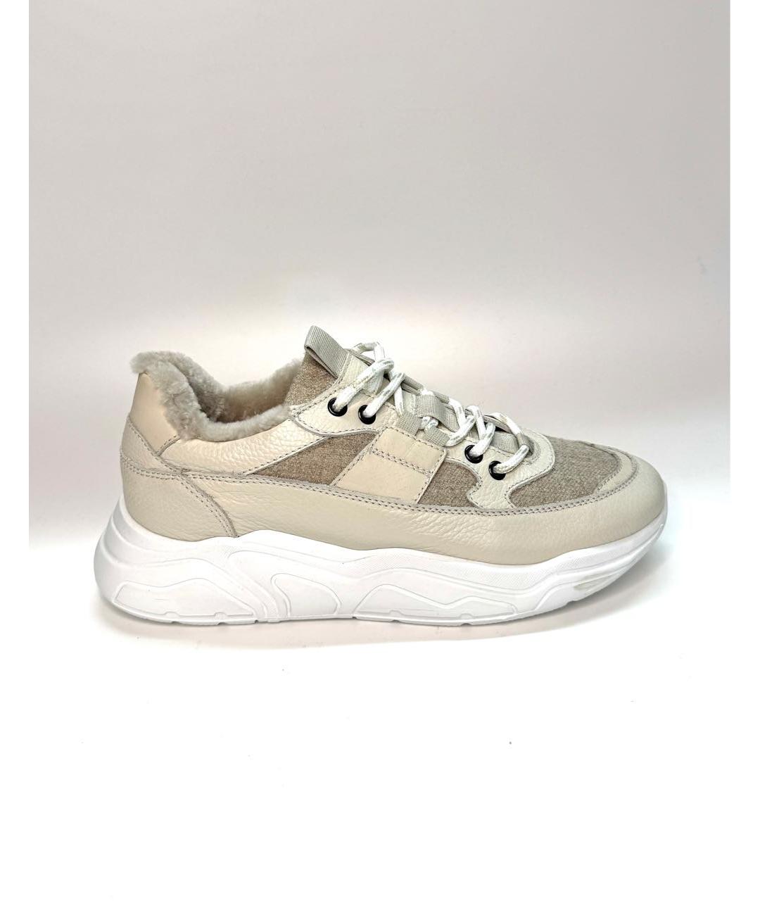 DOUCAL'S Бежевые кожаные кроссовки, фото 6