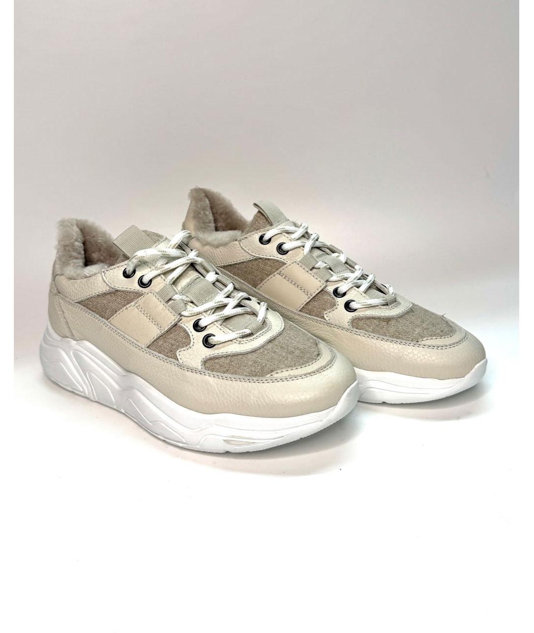 DOUCAL'S Бежевые кожаные кроссовки, фото 5