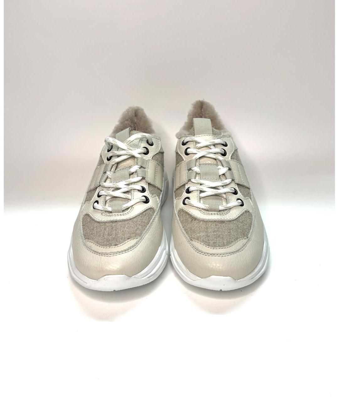 DOUCAL'S Бежевые кожаные кроссовки, фото 2