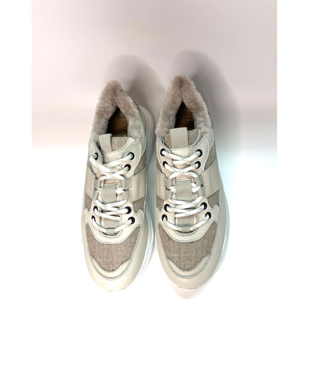 DOUCAL'S Бежевые кожаные кроссовки, фото 3