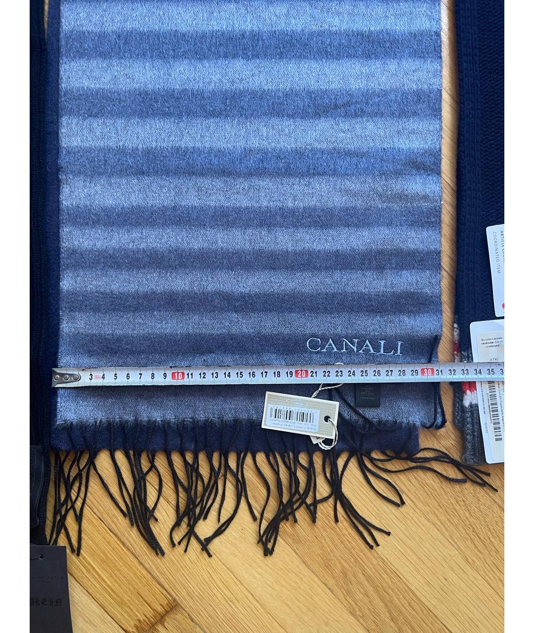 CANALI Синий кашемировый шарф, фото 5