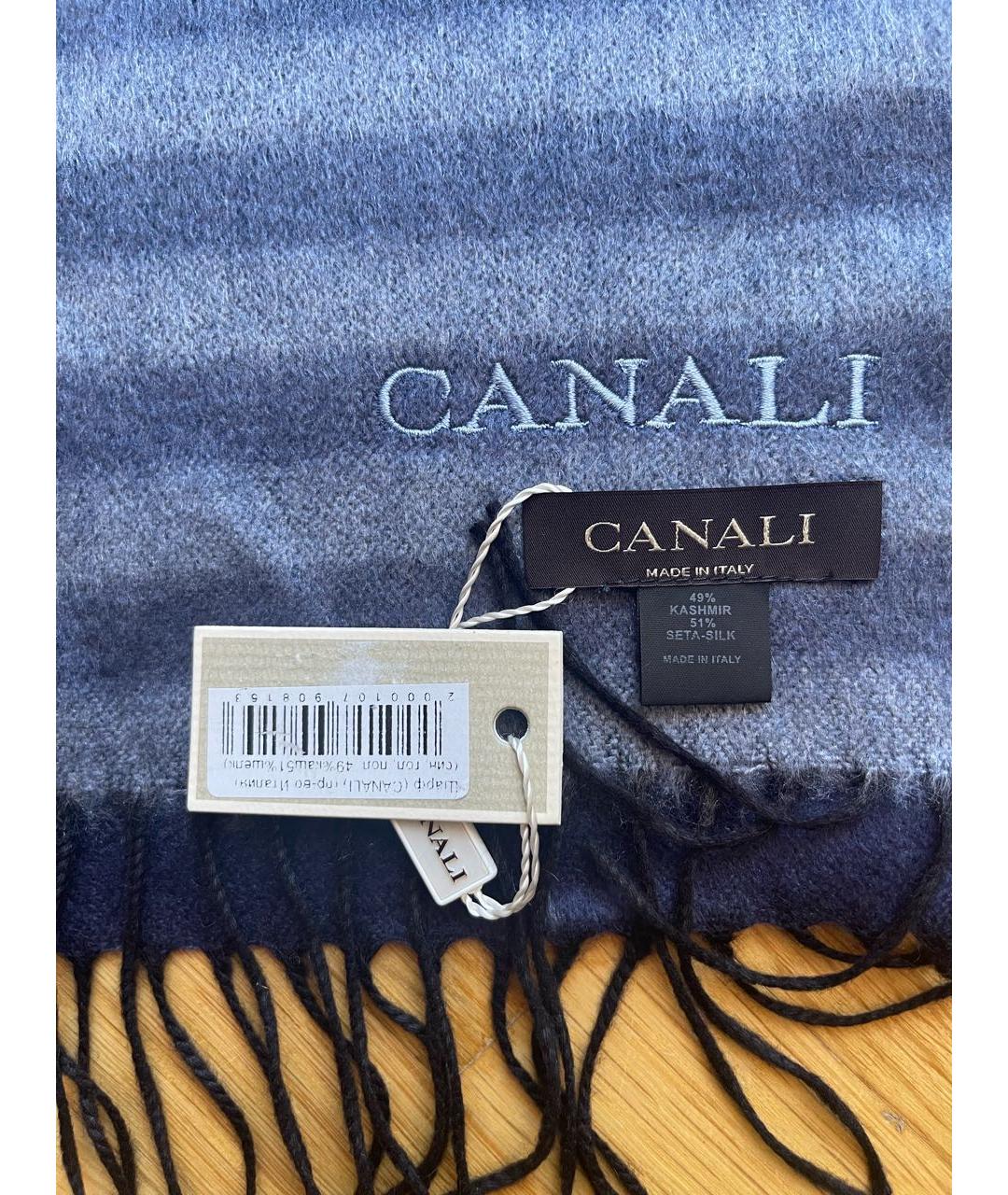 CANALI Синий кашемировый шарф, фото 3