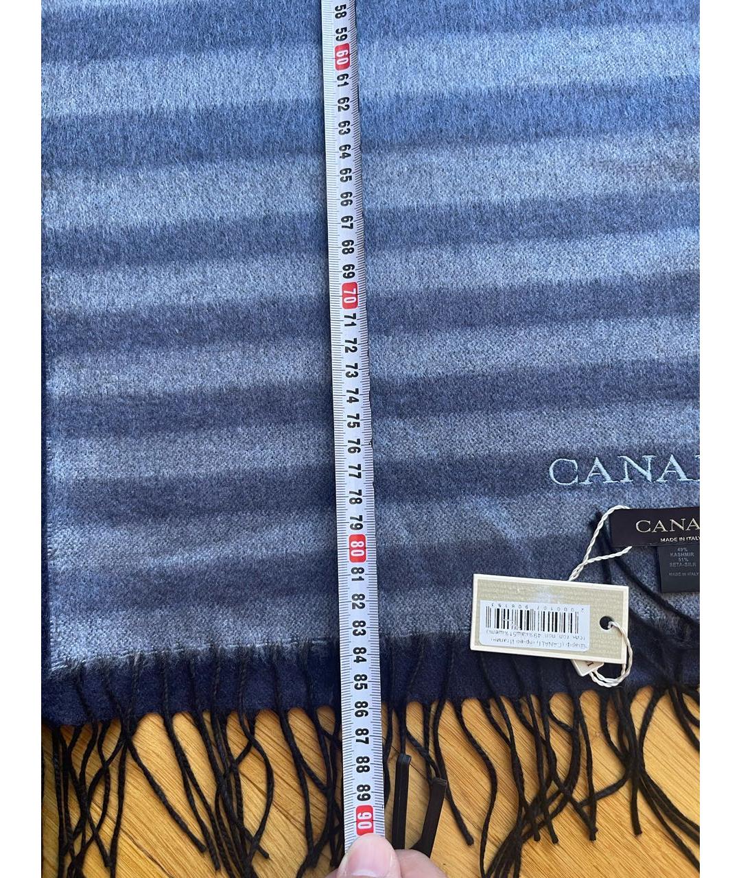 CANALI Синий кашемировый шарф, фото 4