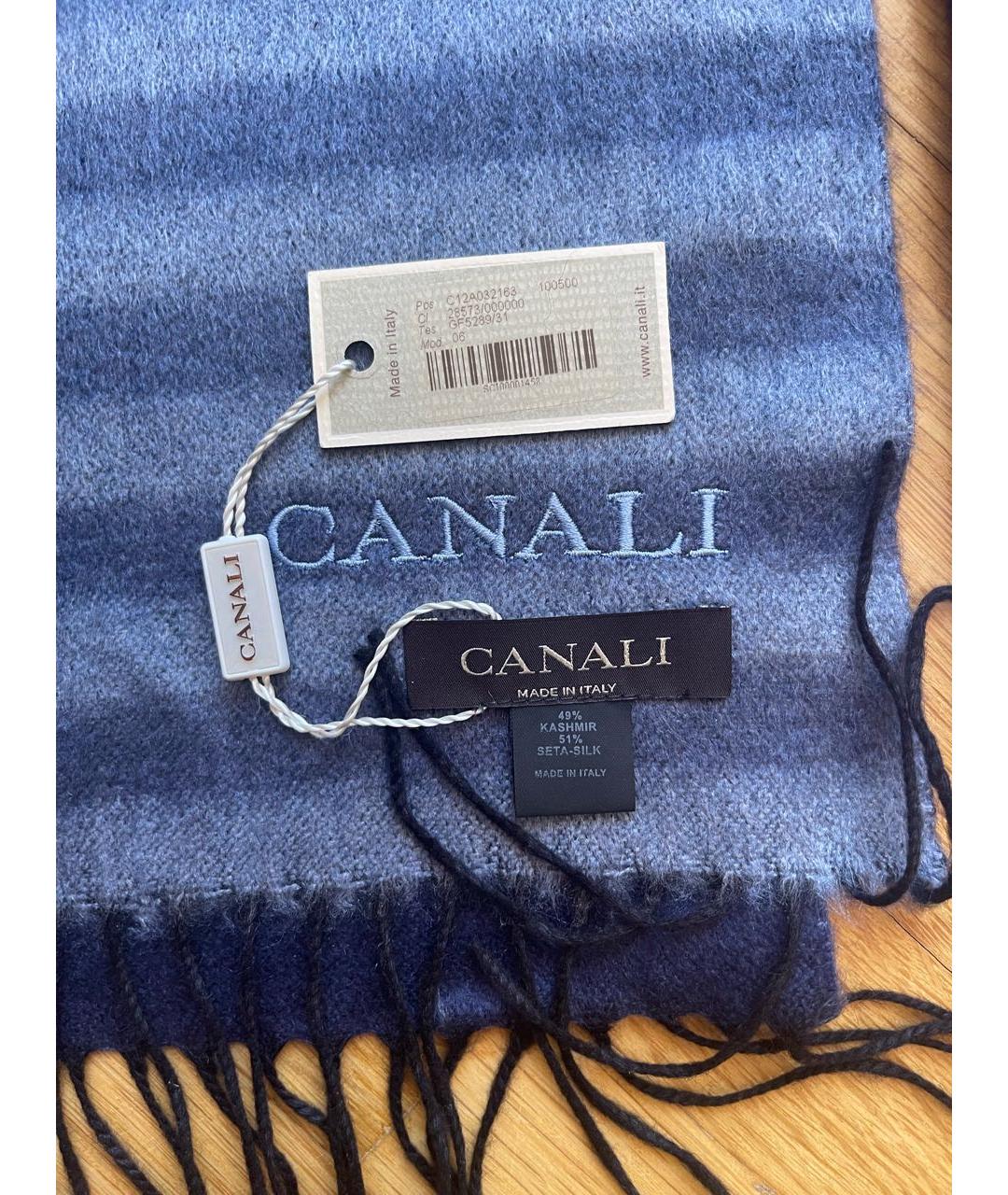 CANALI Синий кашемировый шарф, фото 2