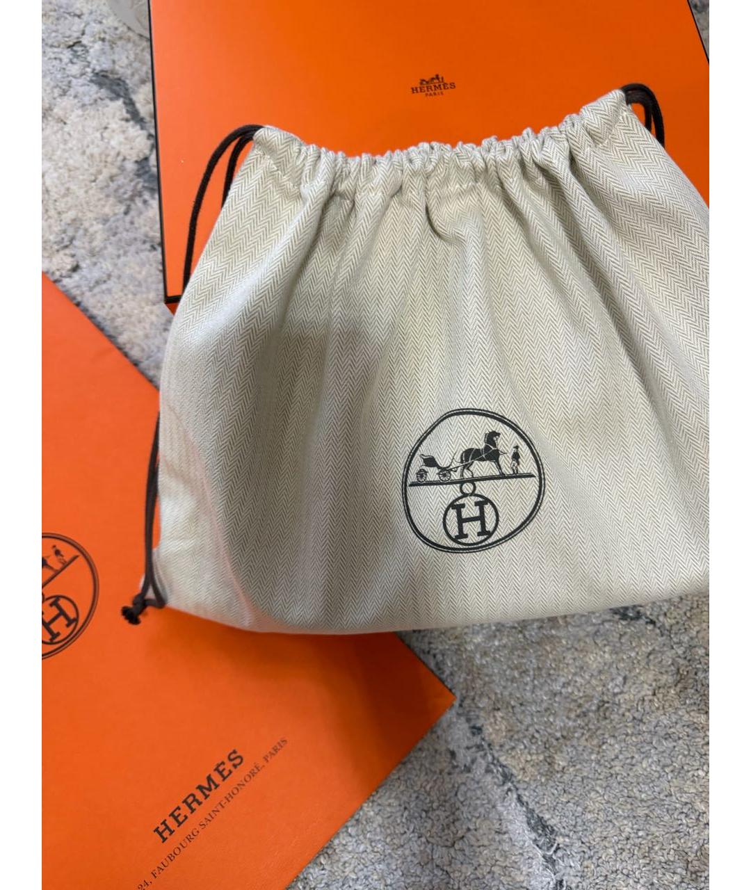 HERMES Коричневая кожаная сумка с короткими ручками, фото 4