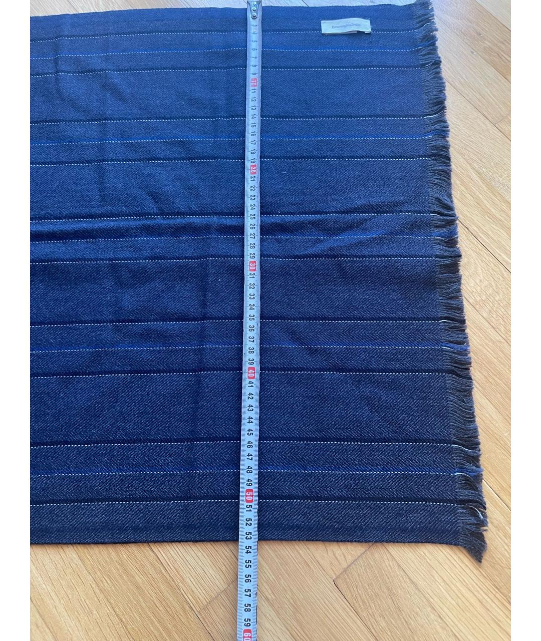 ERMENEGILDO ZEGNA XXX Синий шерстяной шарф, фото 4