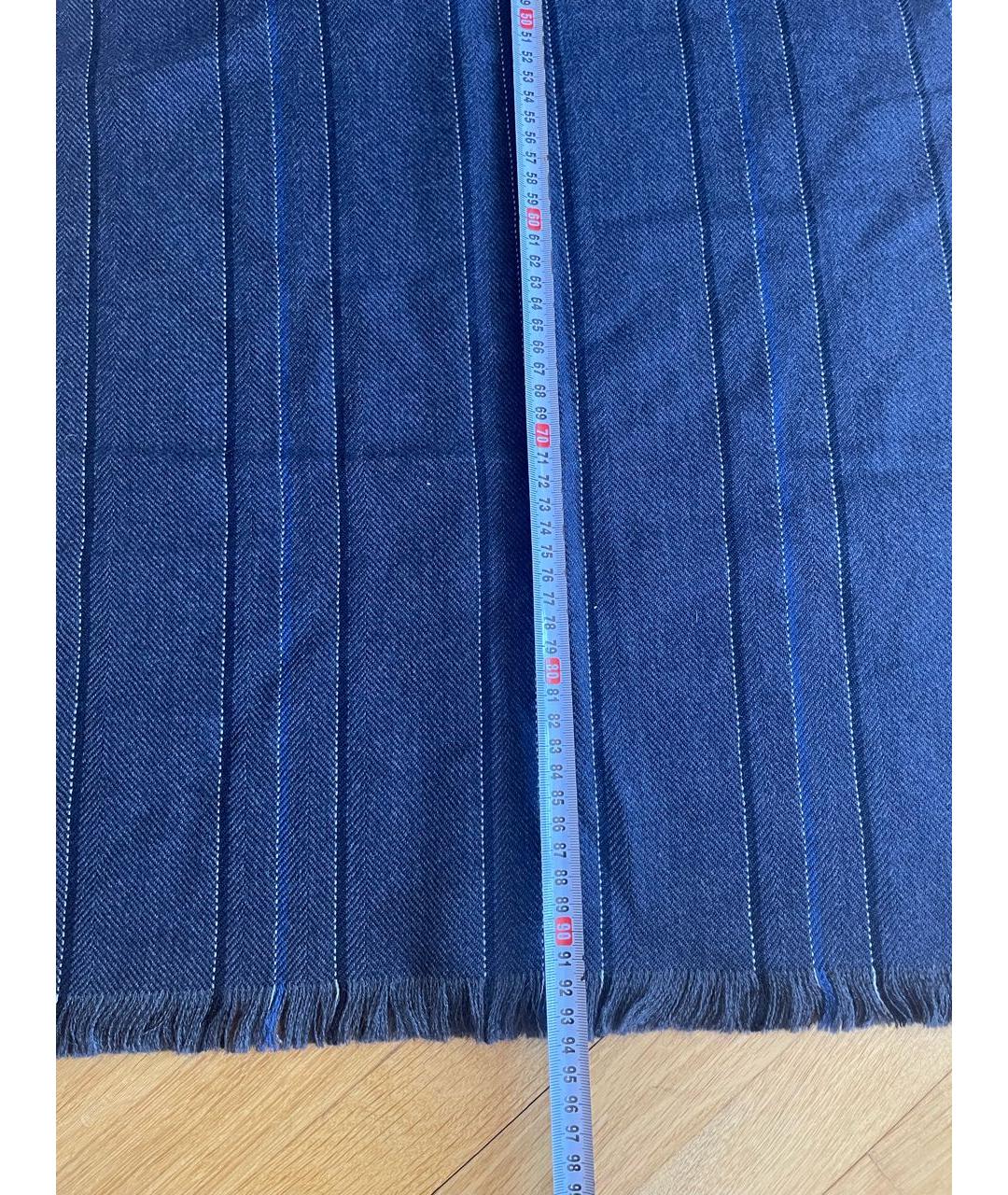 ERMENEGILDO ZEGNA XXX Синий шерстяной шарф, фото 3