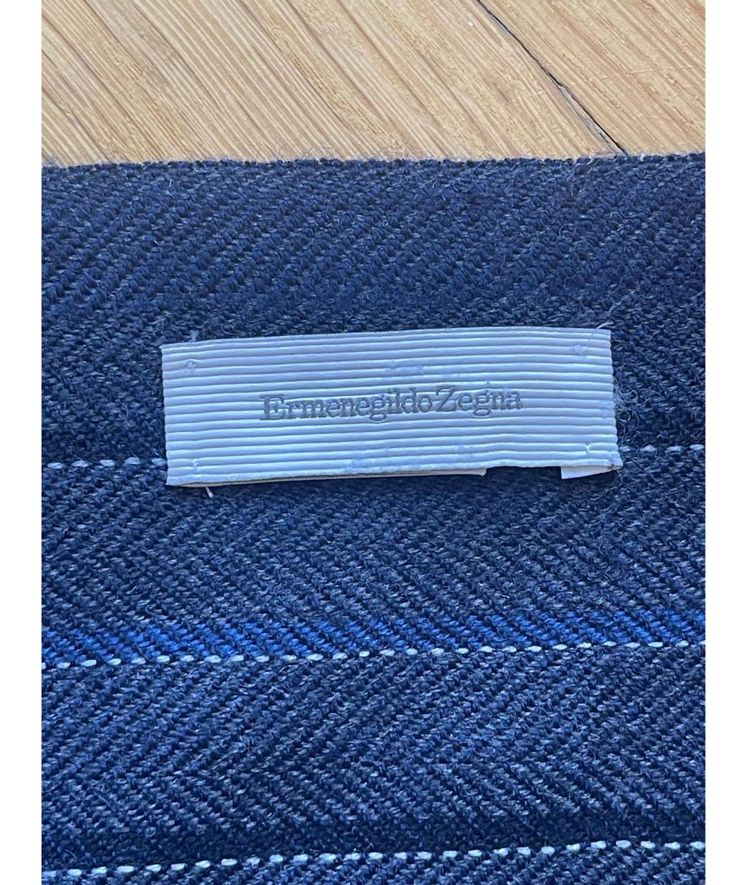 ERMENEGILDO ZEGNA XXX Синий шерстяной шарф, фото 2