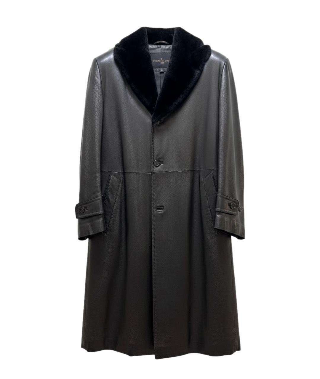 MASSIMO SFORZA Черное кожаное пальто, фото 1