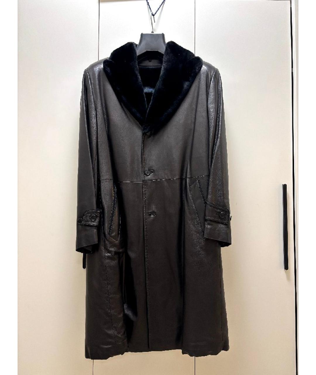 MASSIMO SFORZA Черное кожаное пальто, фото 8