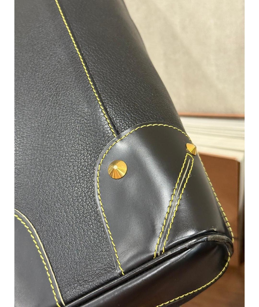 LOUIS VUITTON Черная кожаная сумка через плечо, фото 8