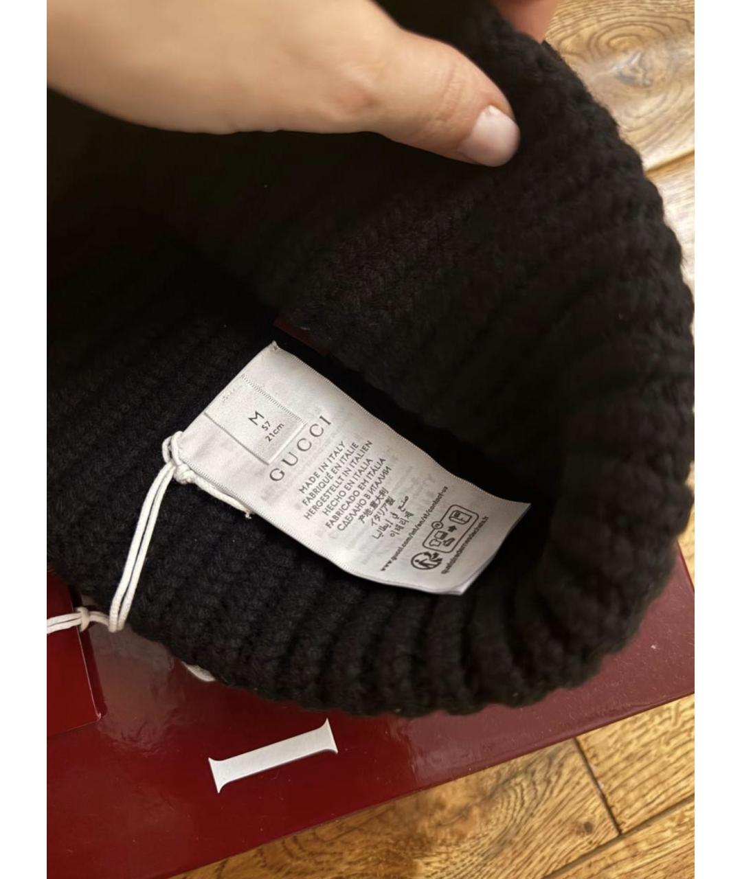 GUCCI Черная шерстяная шапка, фото 4