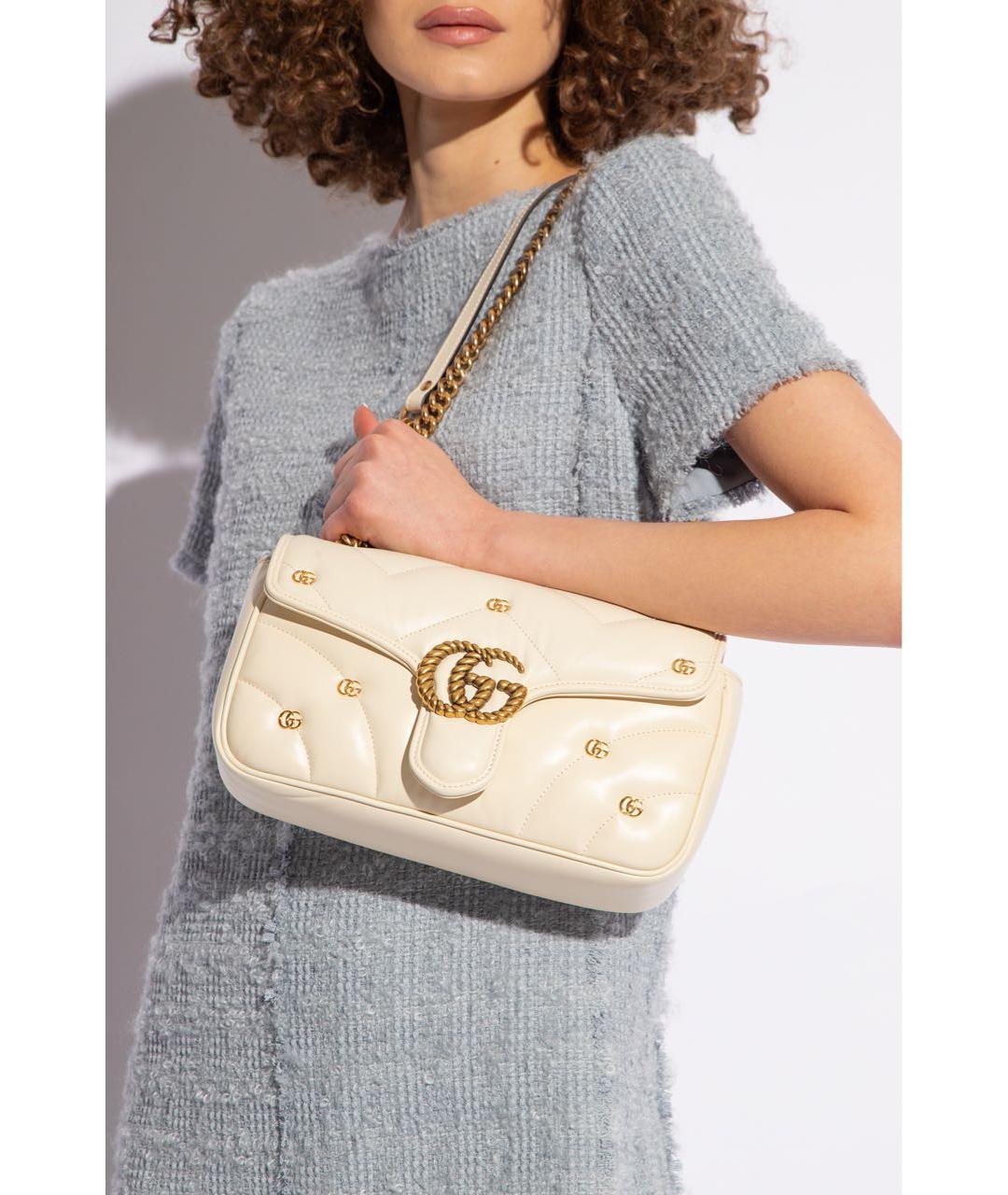 GUCCI Бежевая кожаная сумка через плечо, фото 3