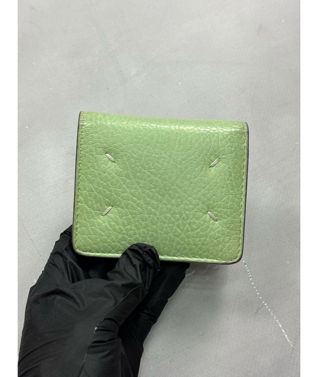 MAISON MARGIELA Салатовый кожаный кошелек, фото 7