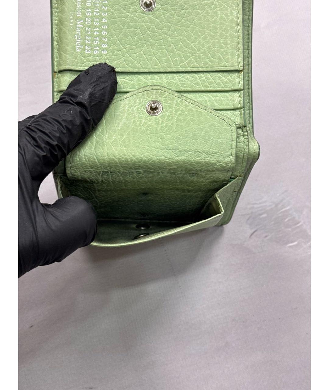MAISON MARGIELA Салатовый кожаный кошелек, фото 6
